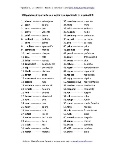 palabras en ingles y español - palabras agudas